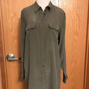 EQUIPMENT Signature Solid, Green, Large dress